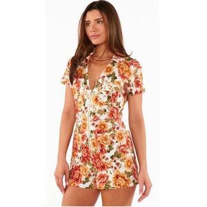 Show Me Your MuMu Floral Romper - Red and Yellow